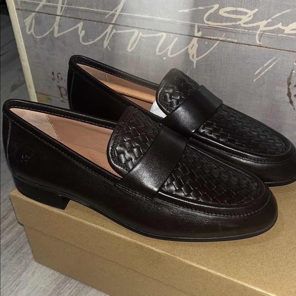Kenneth Cole Black Leather Woven Loafers
